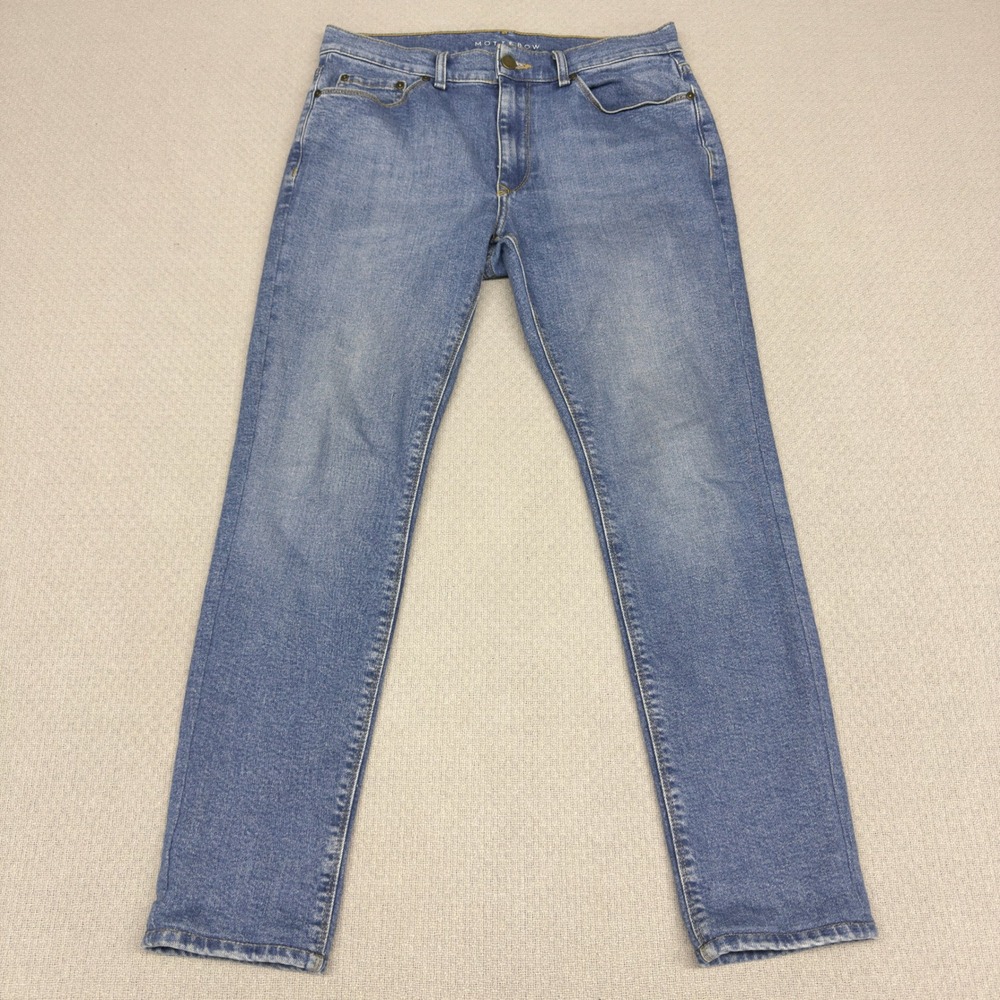 Mott & Bow Jeans Mens 30x30 Blue Denim Slim Fit Light Wash Minimalist Casual
